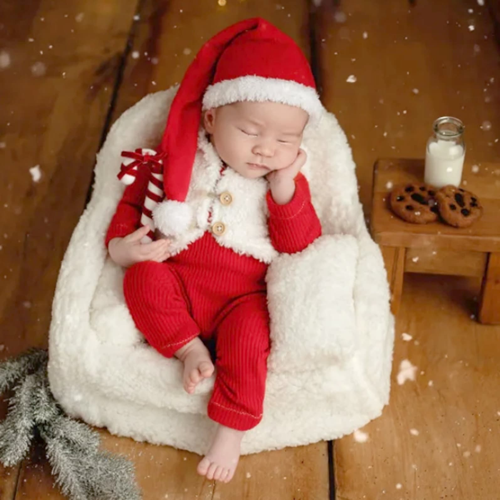 New Cross-border Children's Photography Outfit, Newborn Photo Clothing, Baby Santa Claus Three-Piece Set