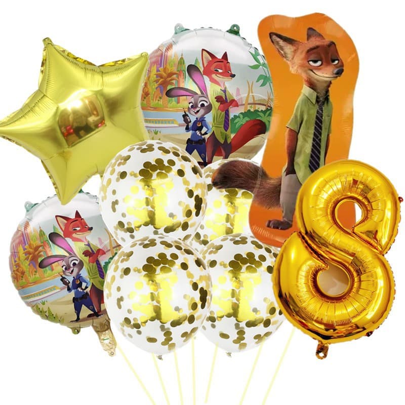 Digital Zootopia Judy Nick Aluminum Film Balloon Children's Birthday Party Decoration Cartoon Theme Balloon