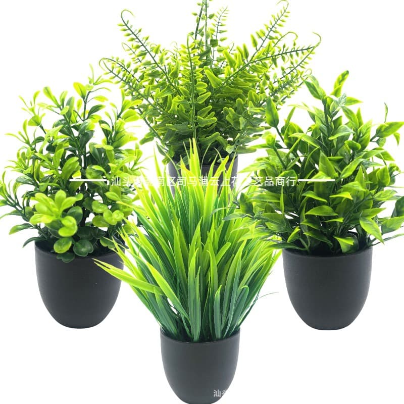 Cross-border Exquisite Artificial Plants Fake Greenery Indoor Outdoor Decorative Plastic Potted Eucalyptus Small Potted Mini