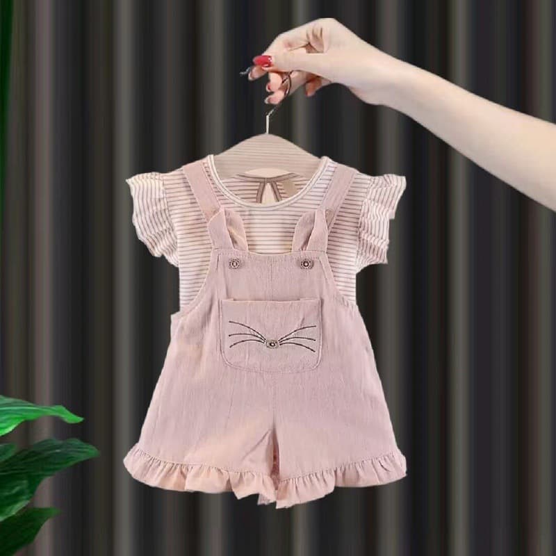 Children's clothing new baby 0 to 1-2-3 year old female baby carrier pure cotton two-piece set girls summer clothing children's suit