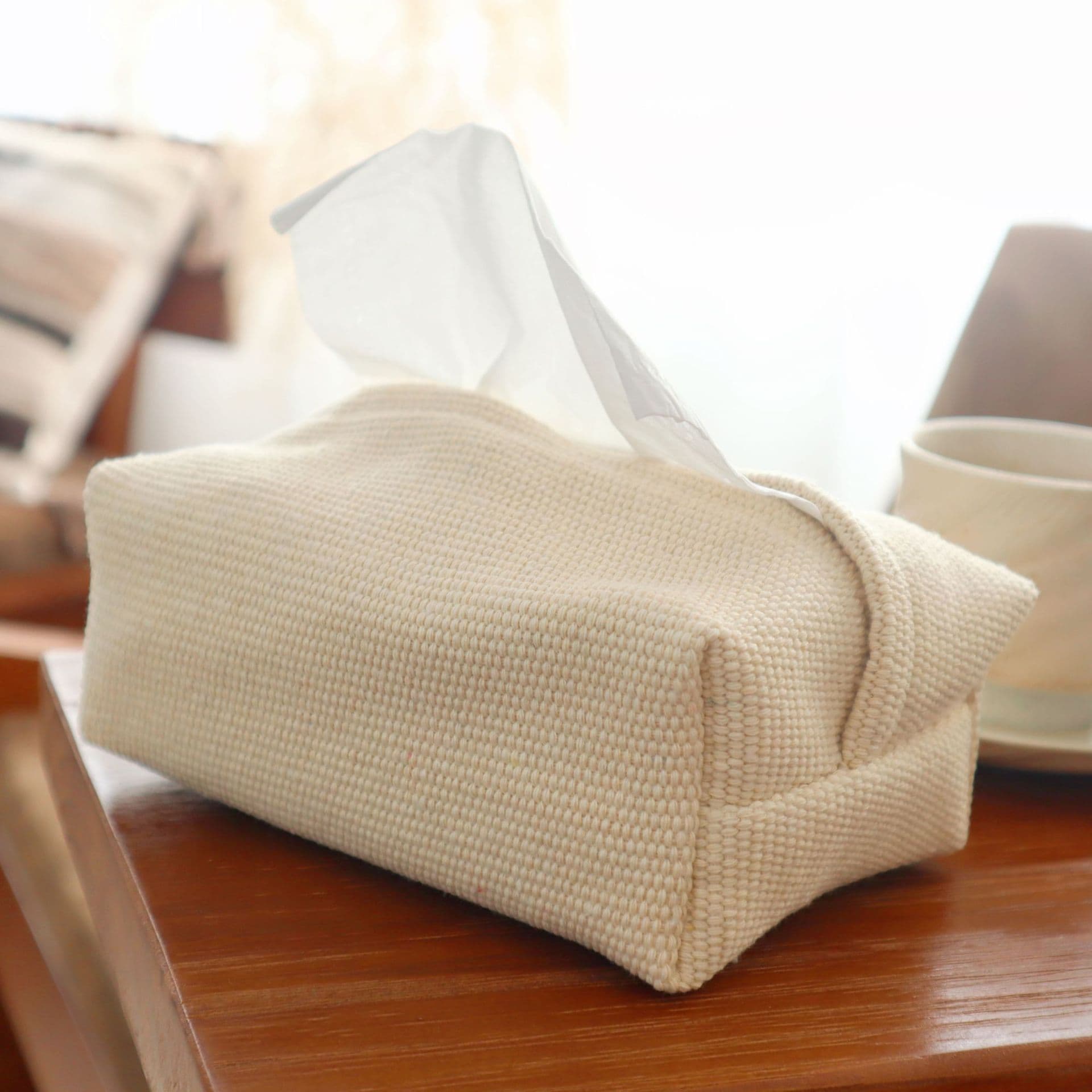 Simple Wabi-sabi Style Linen Woven Japanese Fabric Tissue Box Living Room Dining Table Car Tissue Cloth Bag