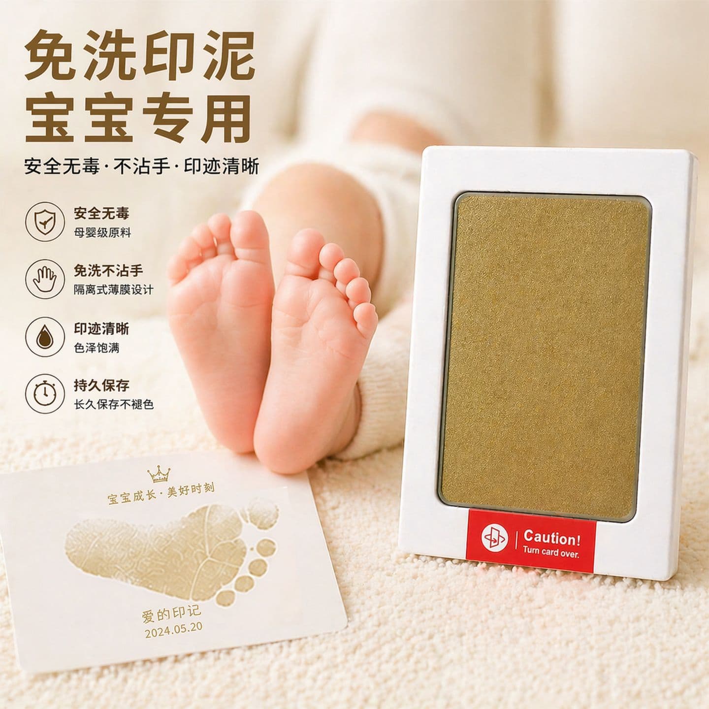 Cross-border baby footprint ink pad golden baby first anniversary imprint safe no-wash ink pad pet paw print ink pad