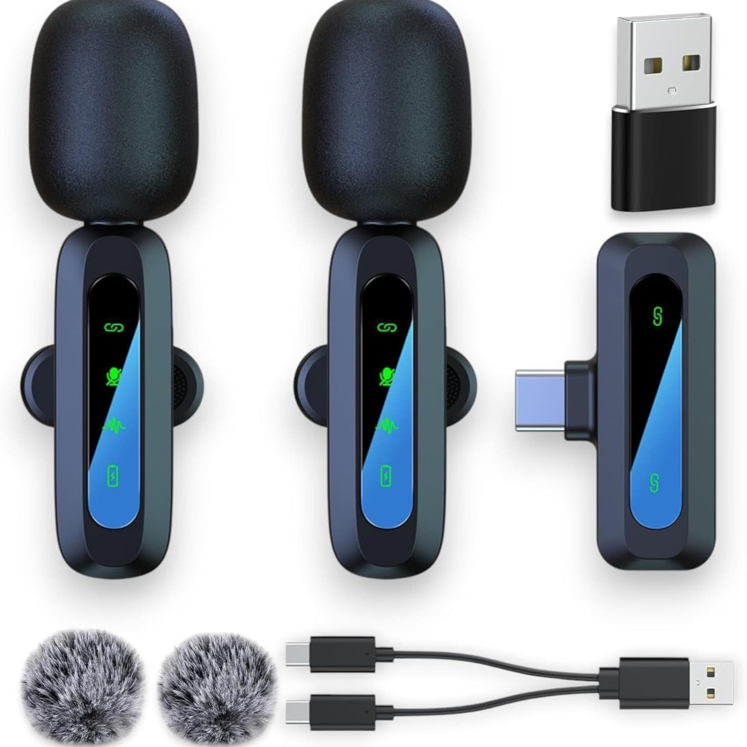 Wireless Mini Clip-on Microphone for Phones, Universal Wireless Mic for Video Recording