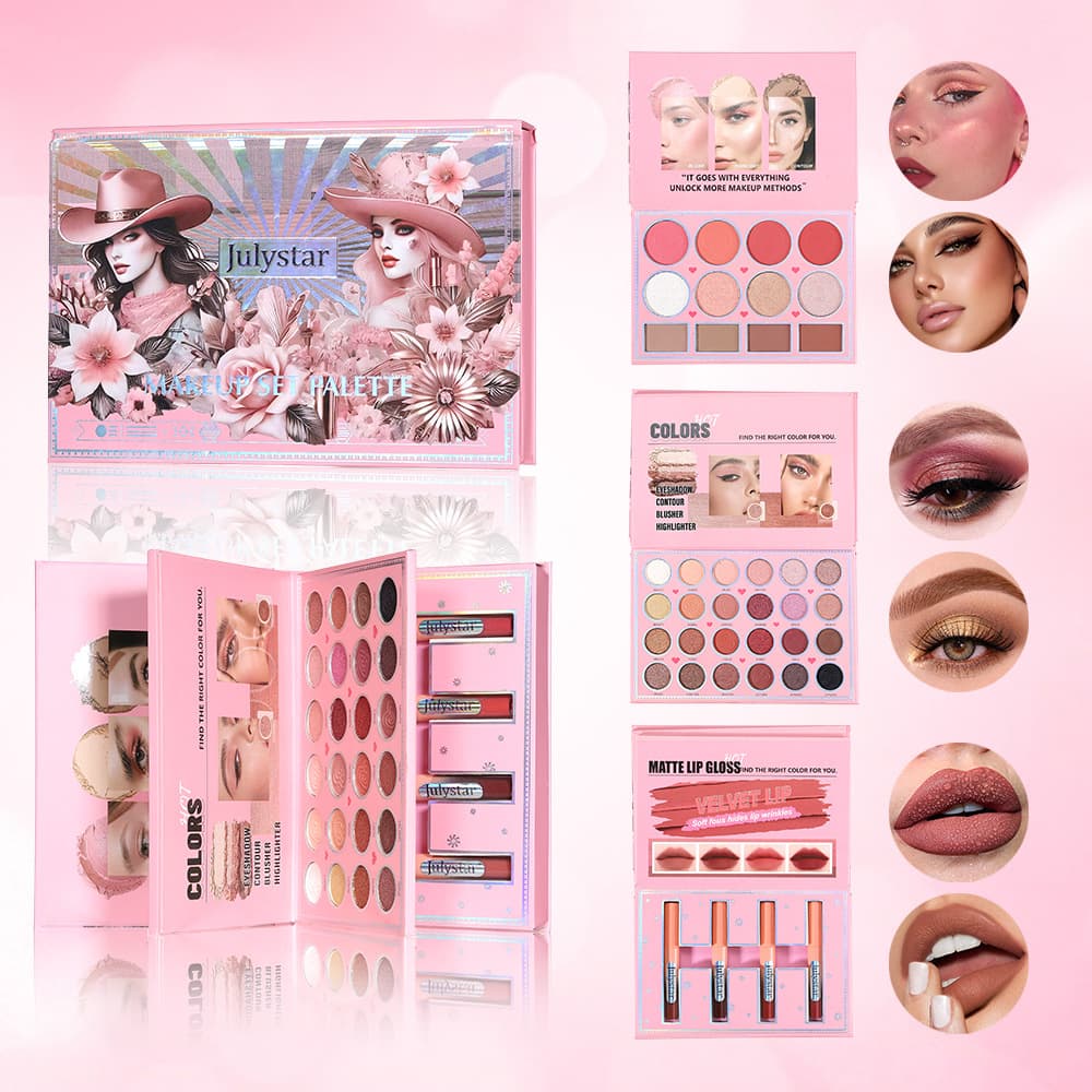 Temu New 24-Color Fine Shimmer Blendable Eyeshadow Blush Highlighter All-in-One Makeup Book Long-Lasting Matte Lip Glaze