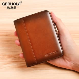 Gorola Genuine Leather Bifold Wallet for Men, Short Style Real Leather Billfold, Export Best-Selling Multi-Slot Card Holder