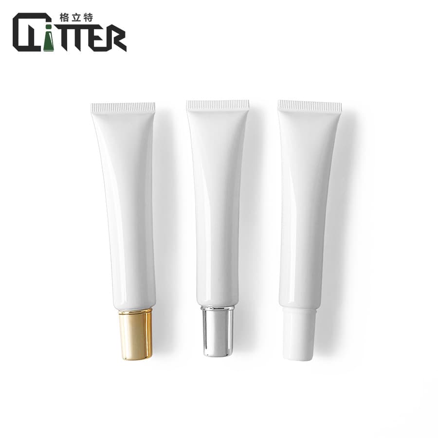 Stock 30g/ml white glossy/matte soft tube cosmetic packaging with inner plug for lotion, essence, eye cream printing