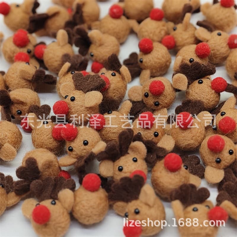 Felt Reindeer Head Christmas Deer Ornament, Felt Stamped Animal Finished Product, Children's DIY Christmas Tree Accessories