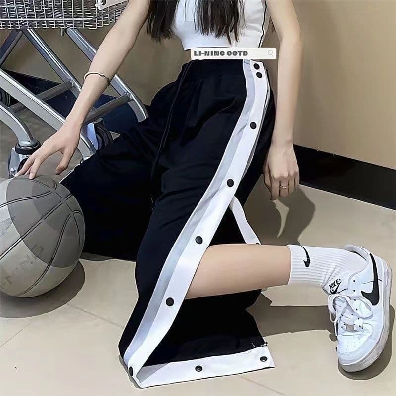 American Style Open-Buttoned Basketball Loose-Fit Wide-Leg Casual Sports Pants For Spring And Autumn Training Trendy Men's And Women's