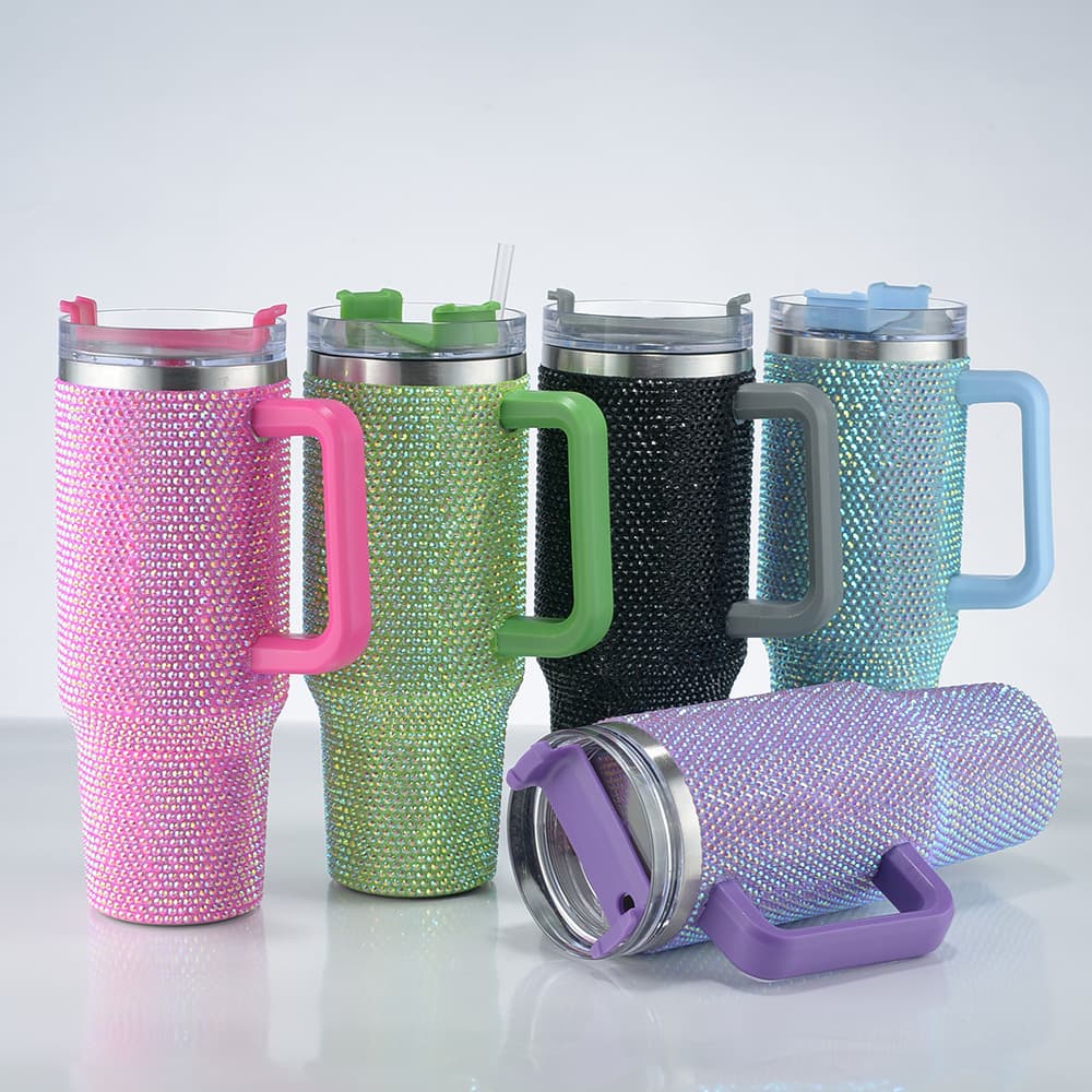 Portable Stainless Steel Insulated Car Cup with Straw 40oz Handle Ice Preservation Vehicle Thermos Men's Convenient Carry-On