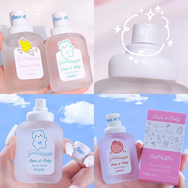 Little Bear Baby Perfume Long-Lasting Milk Scent Peach Fruity Scent Student Natural Fresh Light Fragrance for Men and Women