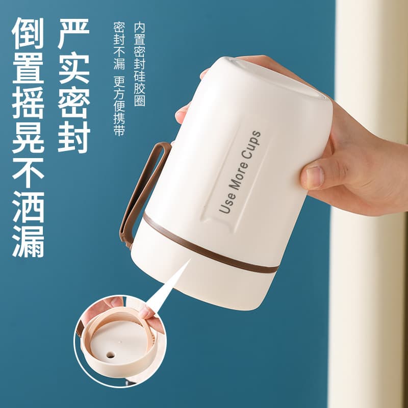 304 Stainless Steel Insulated Breakfast Cup, Portable Porridge Cup with Lid and Spoon, High-Value Ins Style Milk Oatmeal Cup, Soup Cup, Wholesale
