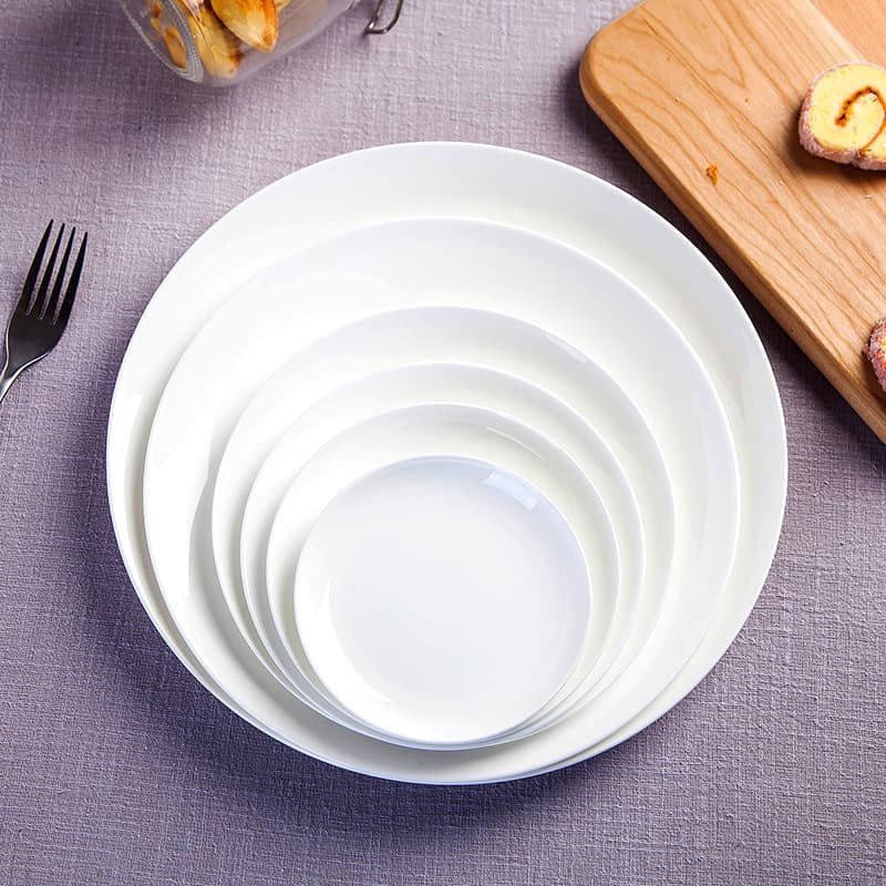 Pure White Bone China Plate Ceramic Western Dinner Plate Salad Plate Steak Plate Moon Plate Shallow Plate Gift Display Plate