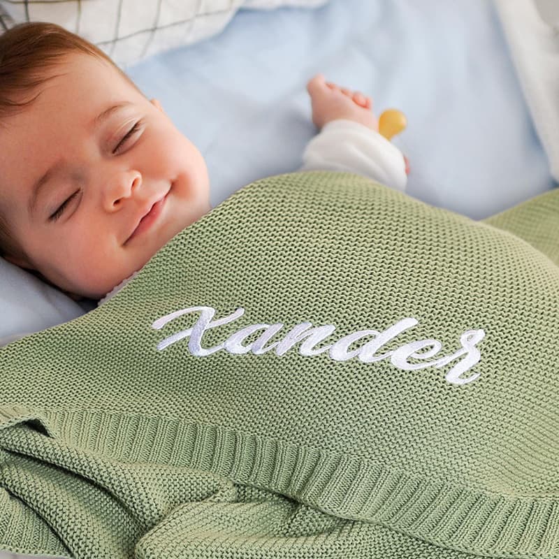 Cross-border wholesale baby embroidered cotton throw blanket knitted throw nap blanket children's sofa blanket stroller throw blanket
