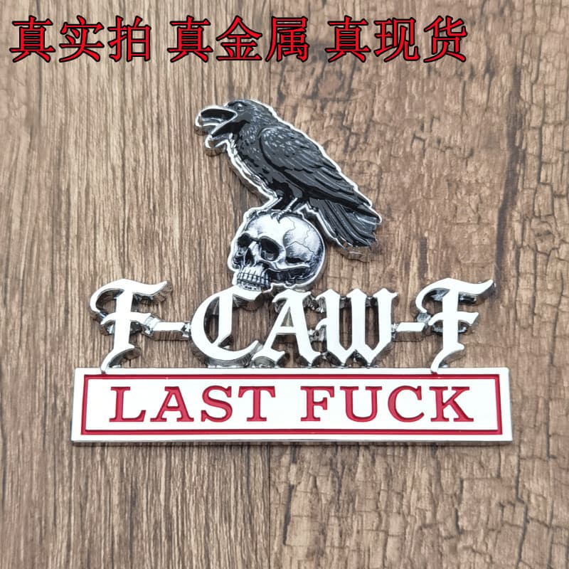 Cross-border Hot Selling F-CAW-F Metal Car Sticker Raven Skull Car Emblem 3D Stereoscopic Personalized Car Badge