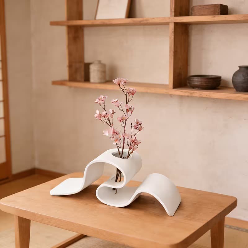 3D Printed Chinese Style Ceramic Floor Vase Decoration for Home, Model Room, Villa, Hotel