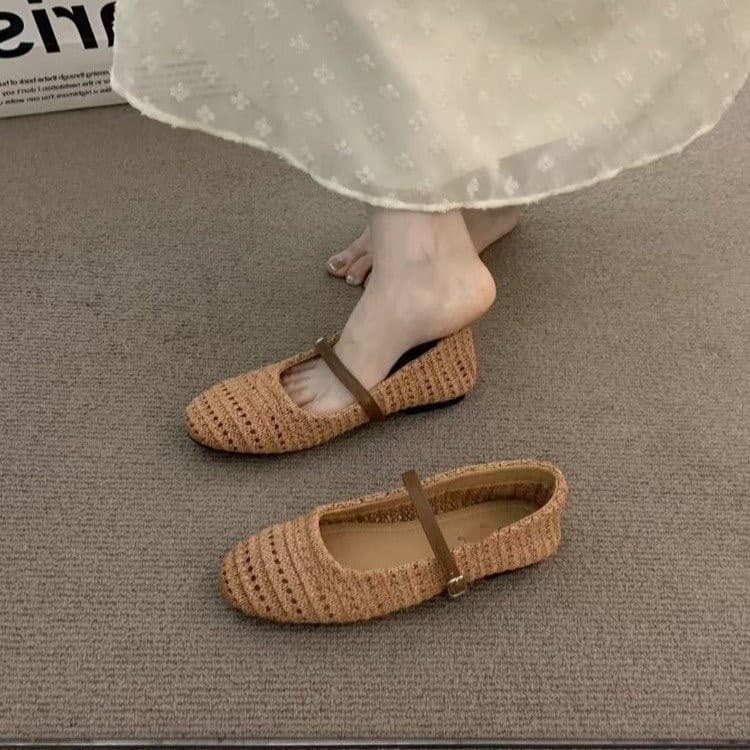Evening Breeze Flat Retro Woven Bohemian Women's Flats 2026 Spring Summer Vacation for Dresses Grandma Shoes