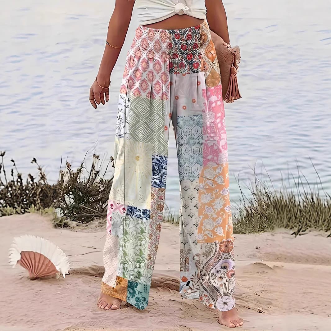 Cross-Border Trade New Women's Printed Wide-Leg Pants, Four-Season Casual Wide-Leg Long Pants, Women's Straight-Leg Pants