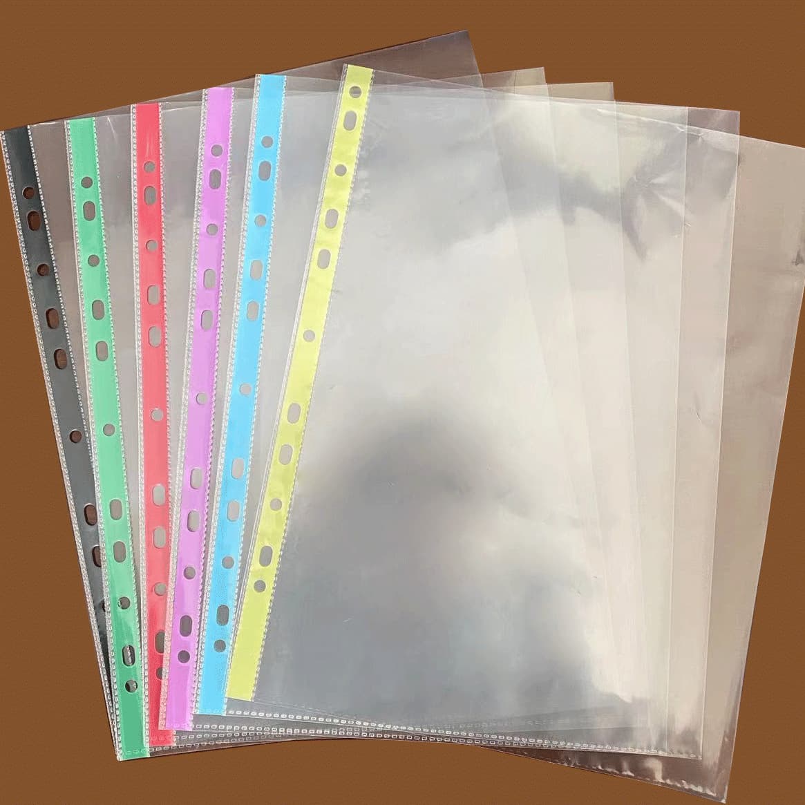 Factory Direct 11-Hole 3C Mirror Stripe Pouch File Sleeves Loose-Leaf Document Protectors