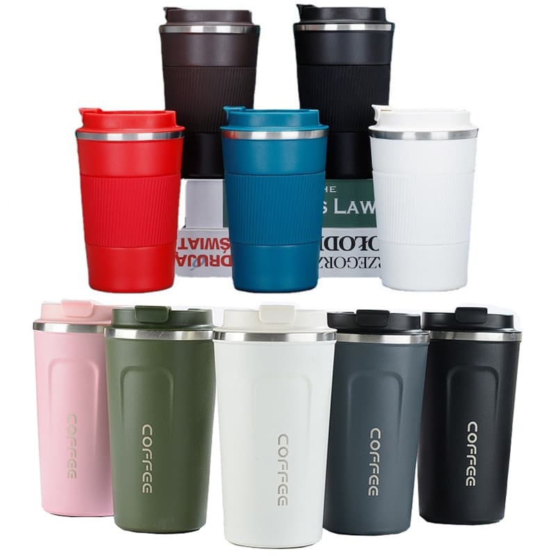 High-quality stainless steel vacuum double-layer 304 creative silicone sleeve spray plastic insulation portable car-mounted coffee cup