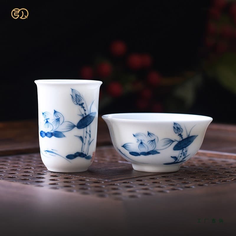 Hand-Painted Snifter Set - Tea Drinking and Tasting Cup Set, Kung Fu Tea Ware, Mini Tea Ceremony and Art Performance Training