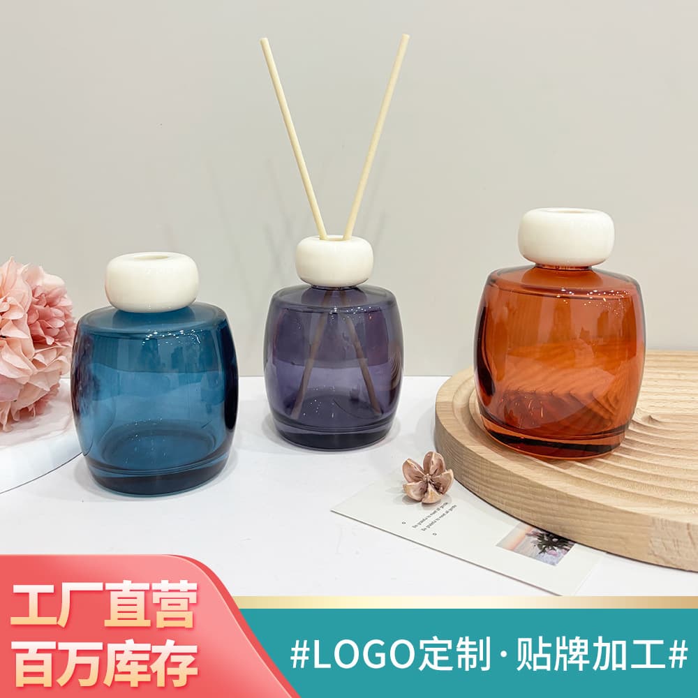 Factory New Wholesale 250ML Brown Blue Purple Three-Color Aroma Glass Bottle Reed Diffuser Scented Fragrance