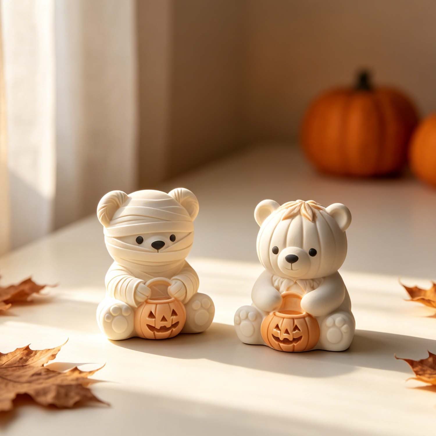 Zhongcheng diy pumpkin bear scented candle mold Halloween 3D bear ornament silicone mold cross-border