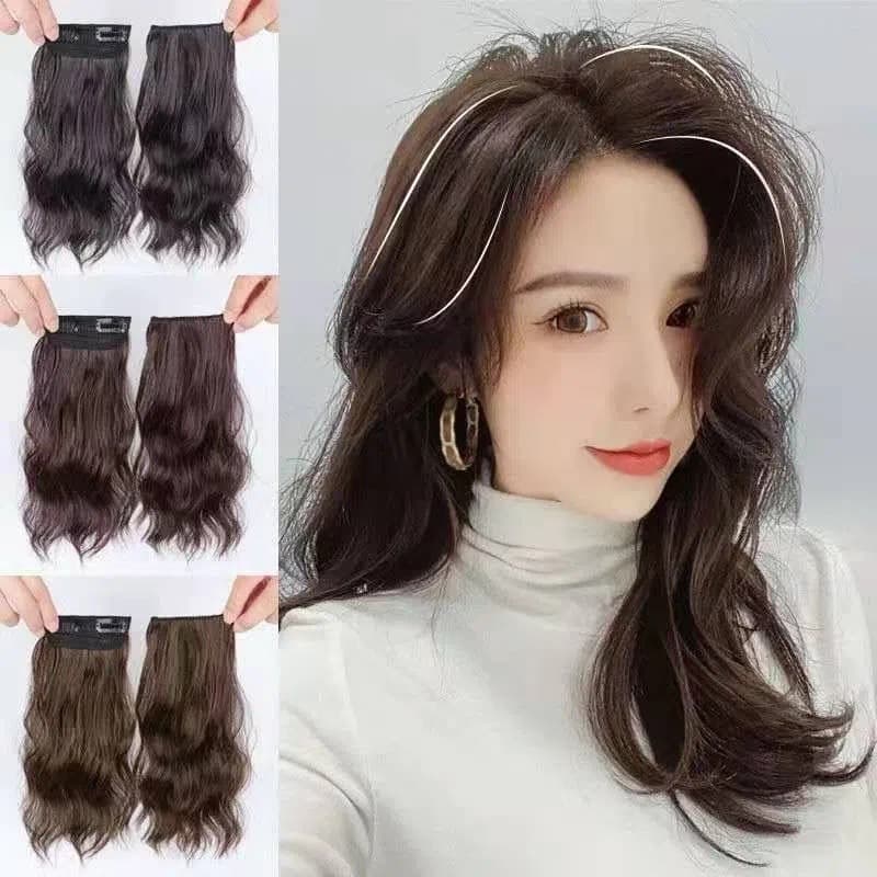 Three-Piece Water Wave Hair Extension Clip-Ins, Thick Long Curly Invisible Natural Voluminous Wiglet Hair Piece