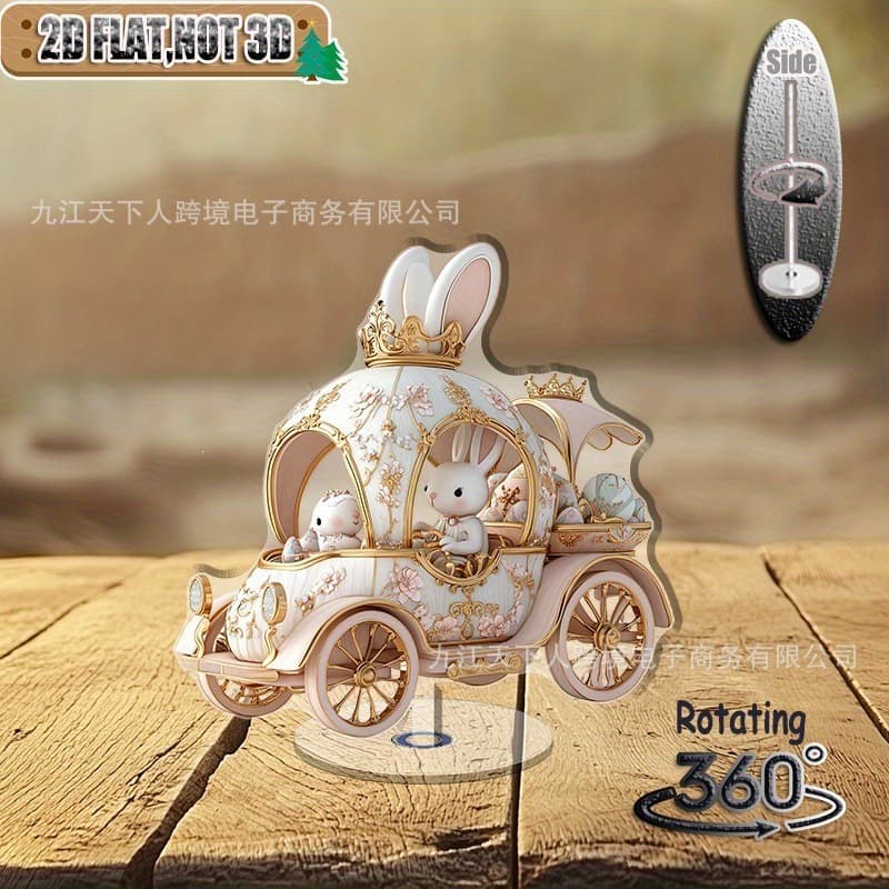 Cross-border new spring hot-selling 2D flat acrylic rotating ornaments Easter bunny home decoration ornaments