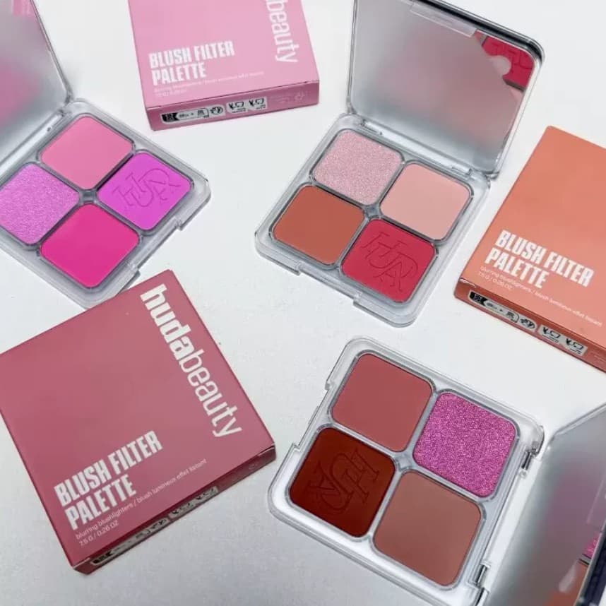 HUDA BEAUTY Same Style 4-Color Blush Palette Matte Shimmer Vibrant Blush Palette Cross-Border Wholesale Cosmetics