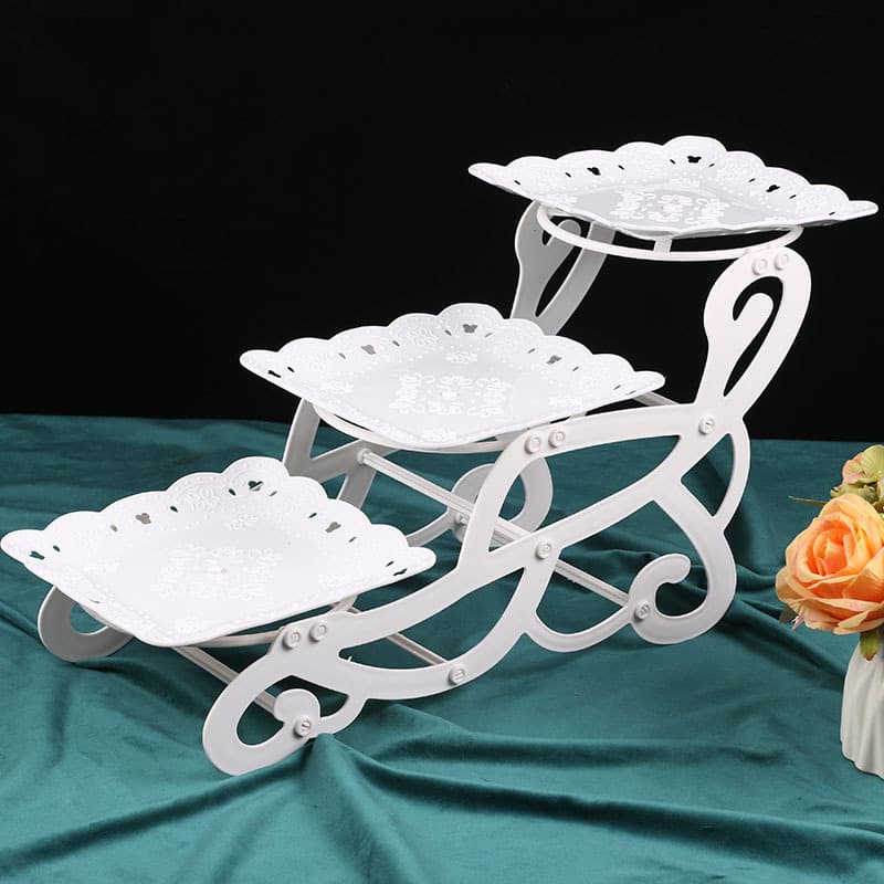 3-Tier Wedding Decoration Display Stand Birthday Cake Stand Buffet Tea Break Display Dessert Stand Afternoon Tea Snack Rack Fruit Tray