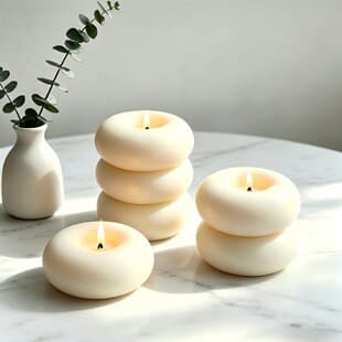 Creative Donut Scented Candle, Home Decor Ornament, Premium Bedroom Smokeless Romantic Donut Candle