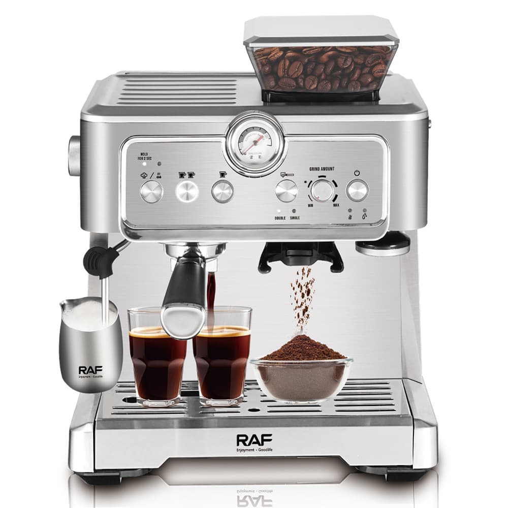 Cross-border semi-automatic coffee machine, home grinding, integrated pump, extraction of espresso, 2.3L large water tank