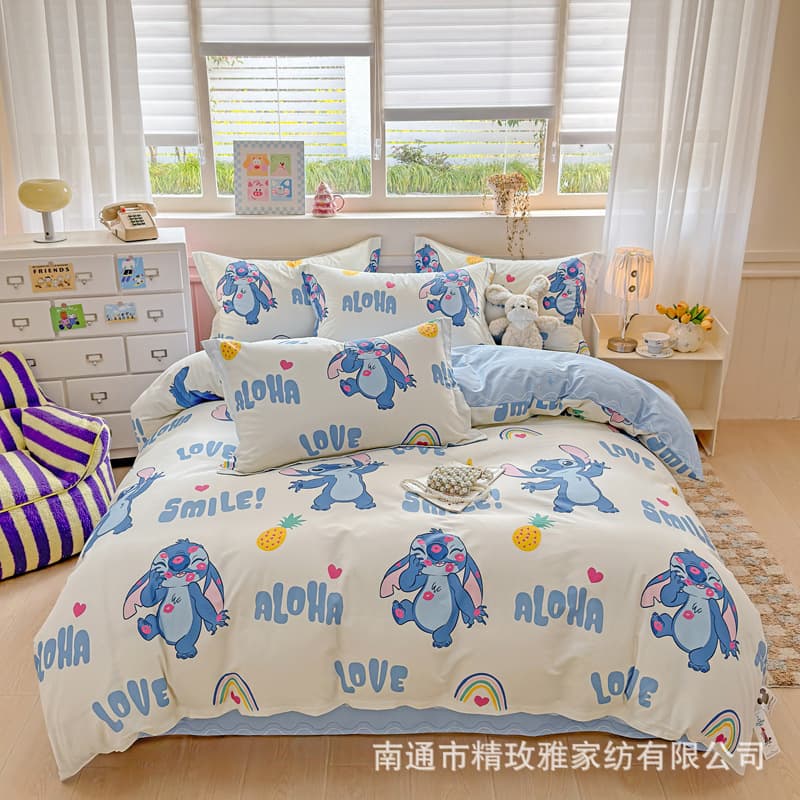 Official Authentic Disney Pure Cotton 4-Piece Set Class A Cartoon Cotton Bed Sheet Duvet Cover Fitted Sheet 3-Piece Gift