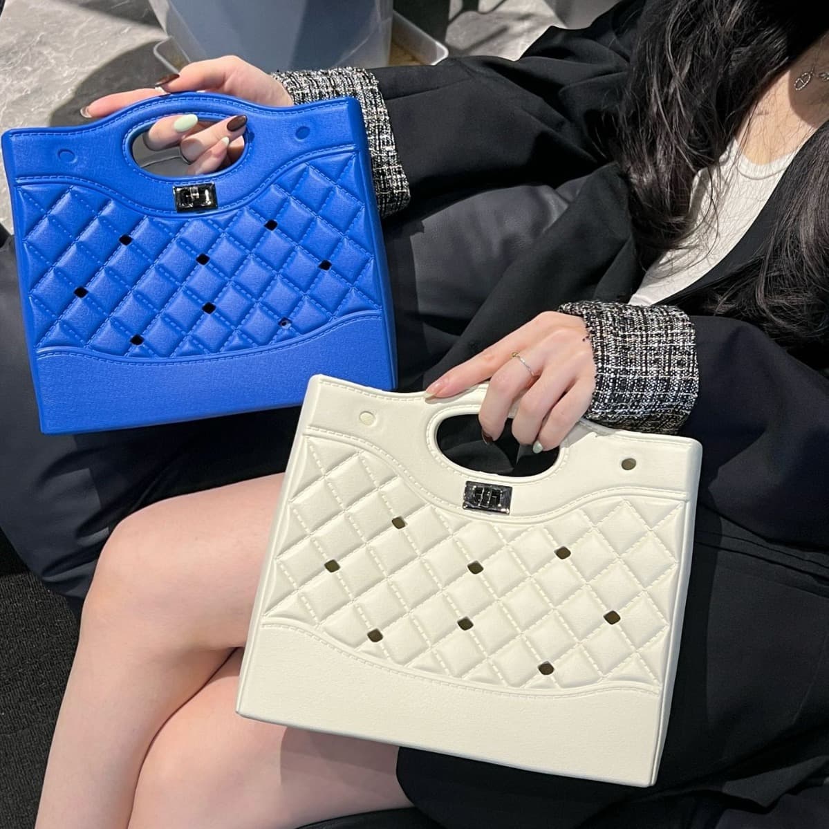 Beach fashion small fragrant diamond bag 2024 cross-border hot style EVA hole bag waterproof handbag