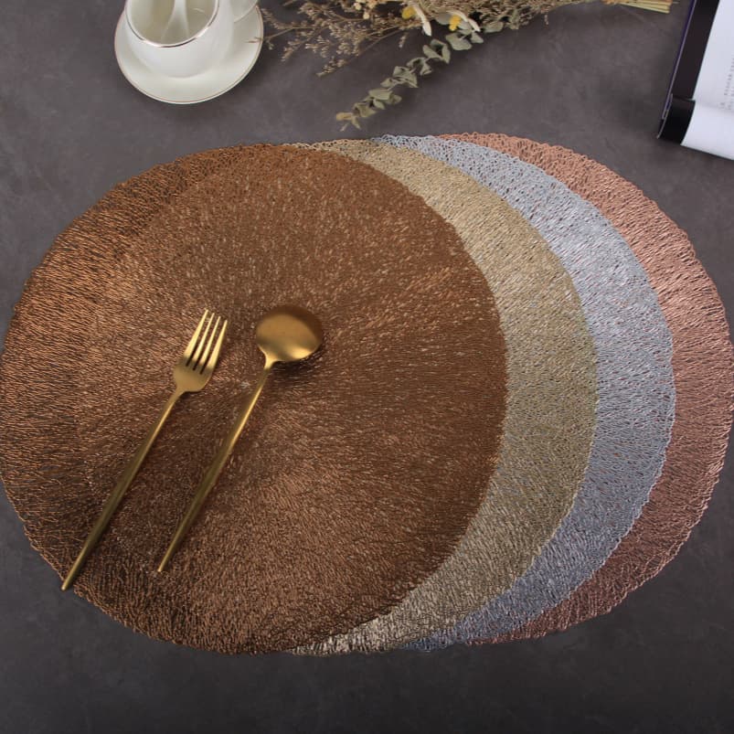 Creative Round Hollow Decorative Mat, Waterproof, Stain-Resistant, Heat-Insulating Mat for Home Kitchen Cabinets, PVC Western Dining Placemat