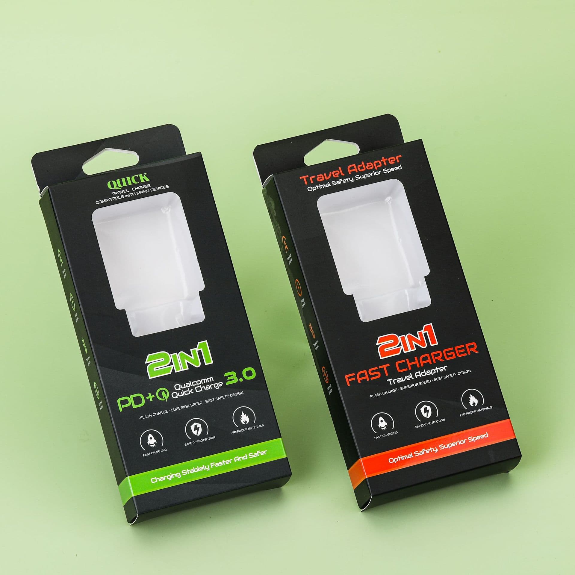 Suitable for Chinese/European standard charger set paper box packaging, charger and data cable 2-in-1 packaging box