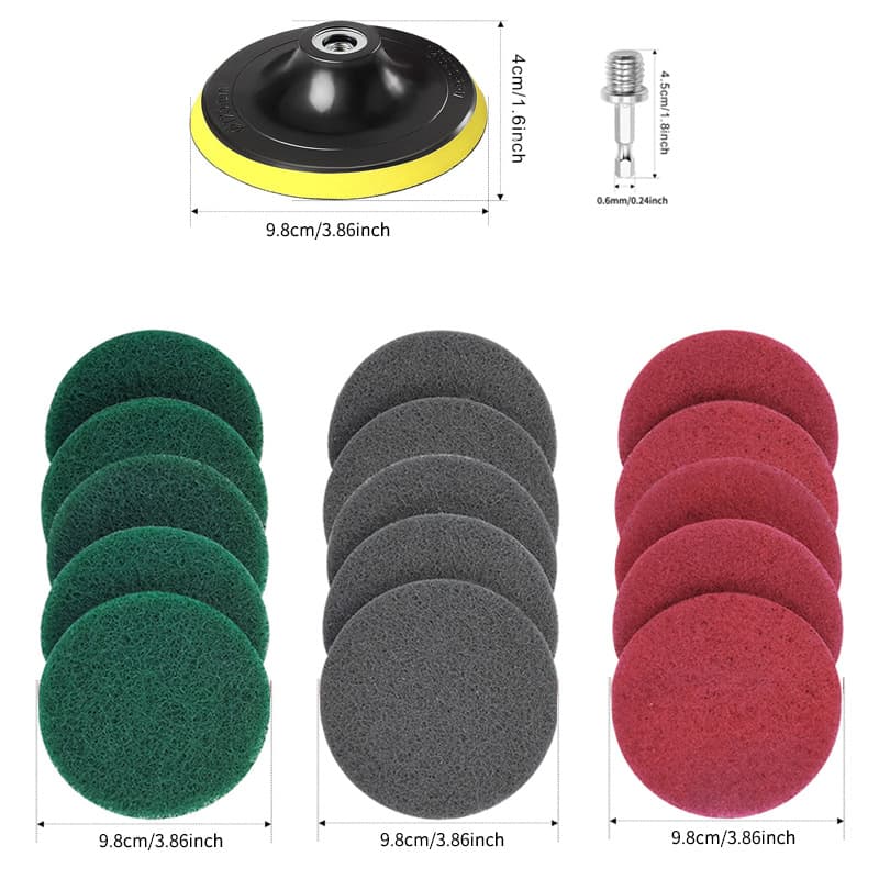 Cross-border Electric Drill Brush 16-Piece Set Hex Screw Flocked Industrial Scouring Pad Electric Tool Cleaning Brush Polishing Grinding