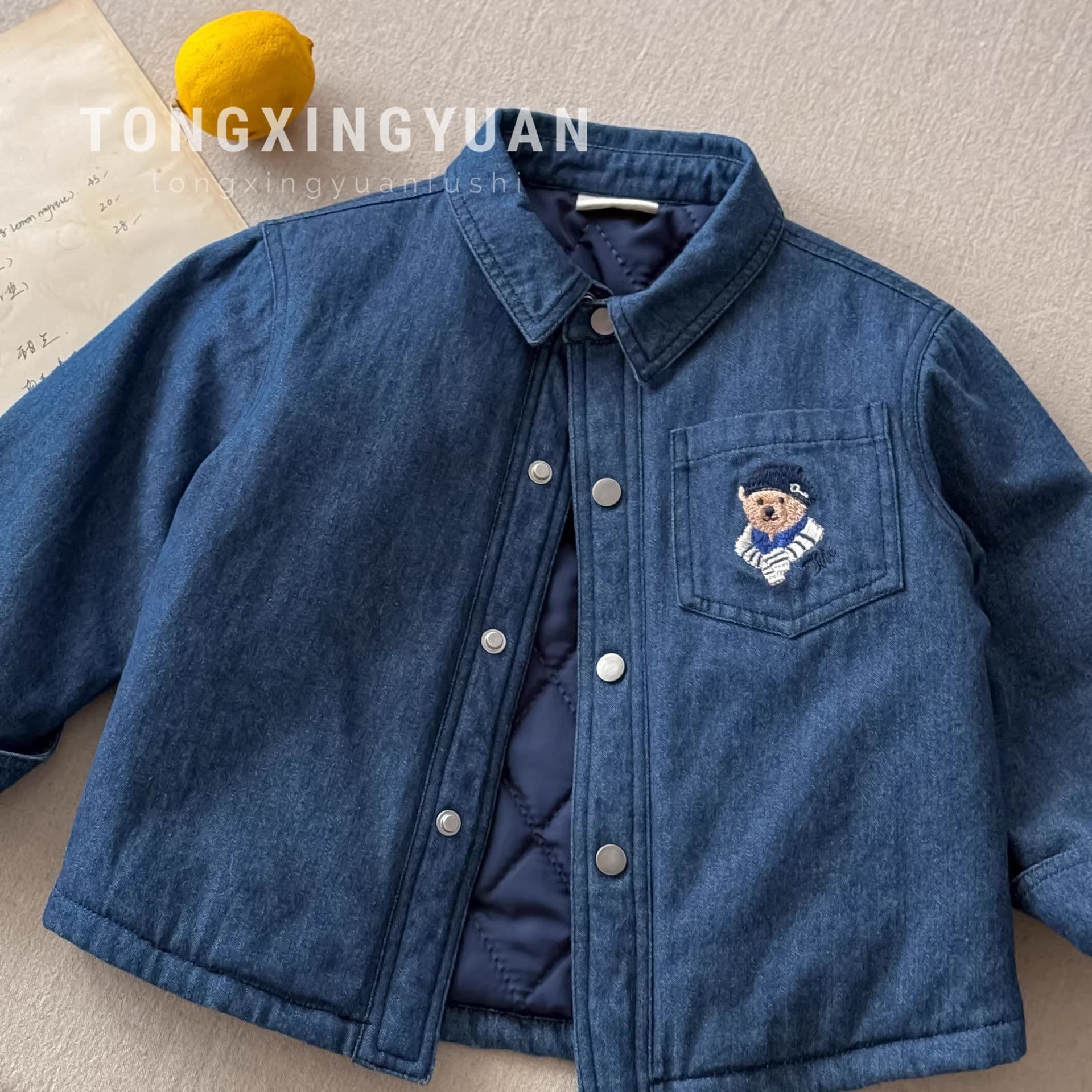 2025 Winter New Arrival Long Sleeve Boys Shirt Korean Style Denim Quilted Shirt