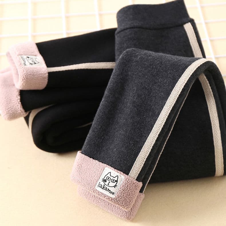 New Winter Girls' Fleece-Lined Thickened Leggings, All-in-One Plush Warm Wearable Pants, Trendy Children's Trousers
