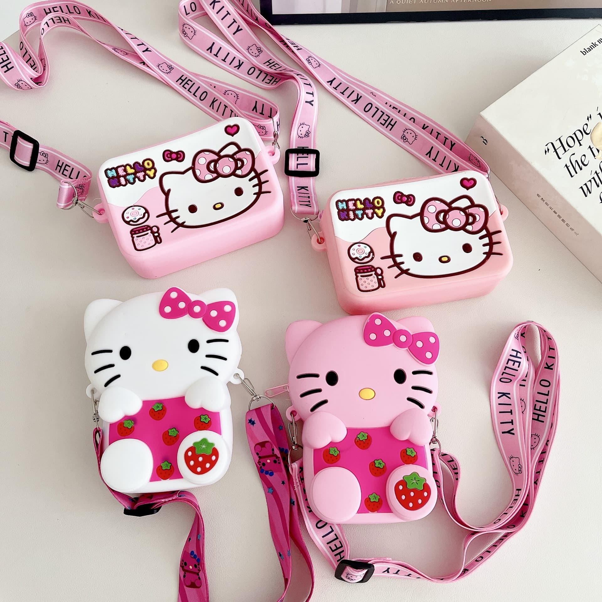 Children's crossbody bags, cartoon cat silicone coin purses, girls' cute handbags, playful waterproof mini wallets