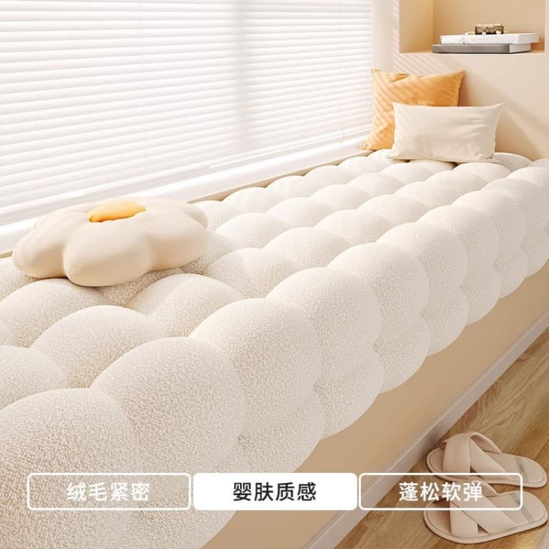 Popular Small Snowball Bay Window Cushion, New Style Bedroom Windowsill Pad, Cream Loop Pile, Balcony Tatami Seat Cushion Selection
