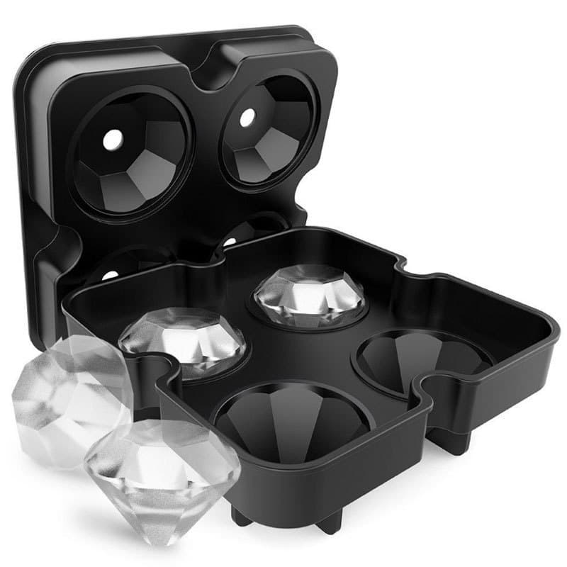 4-Cavity Diamond Ice Cube Mold Silicone Diamond Ice Tray Silicone 4-Connected Diamond Ice Cube Mold Silicone Ice Tray Water Jelly Cake Mold