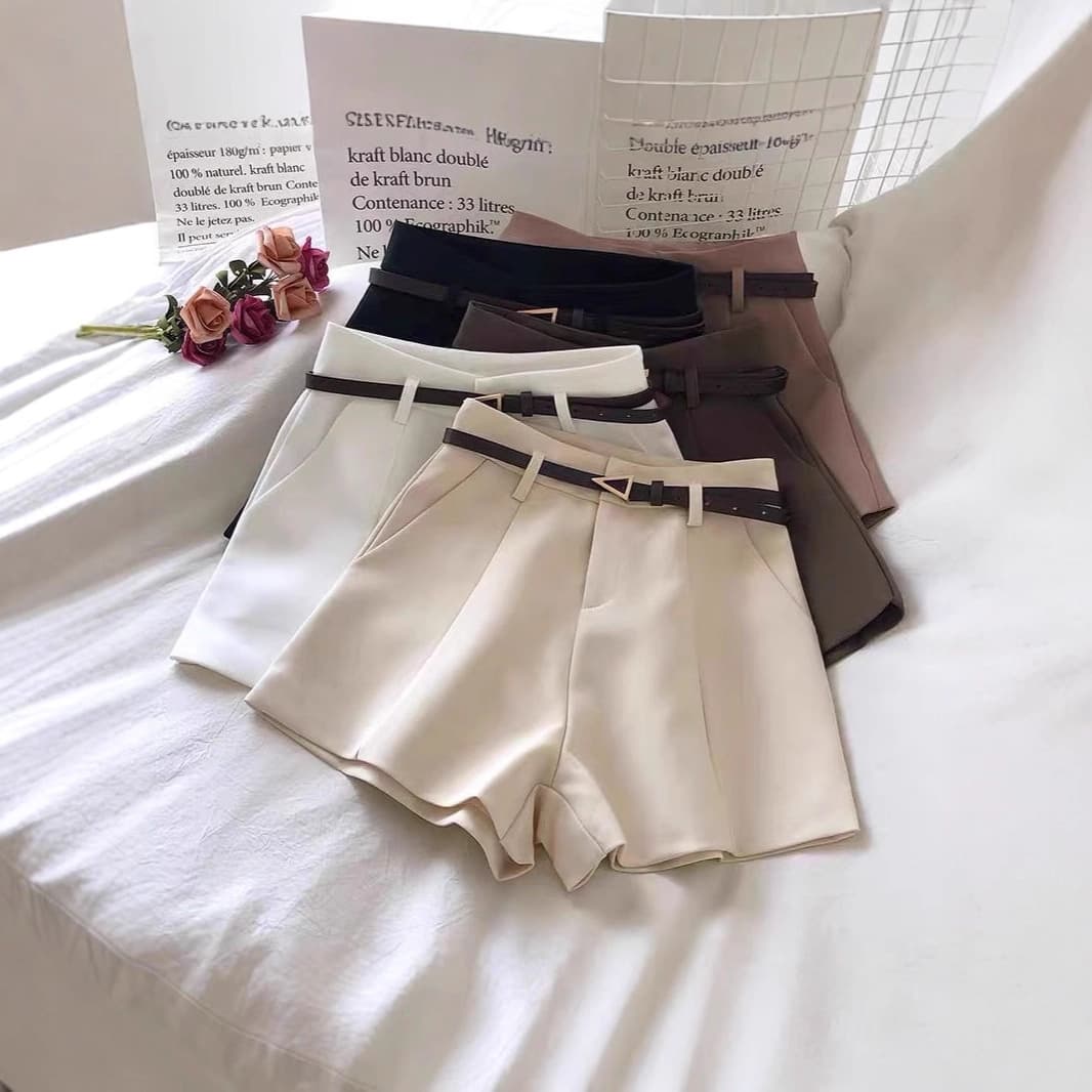 Casual Blazer Shorts for Women 2026 Spring/Summer Korean Fashion Versatile High-Waist Slimming A-Line Wide-Leg Shorts with Belt