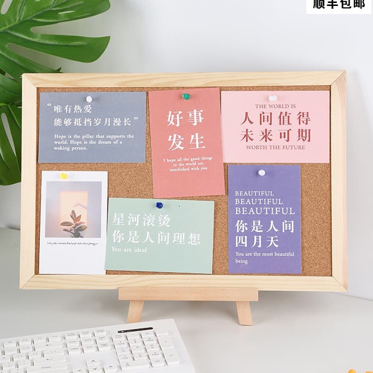 Cork board photo wall solid wood frame blackboard office note wall home hanging message board commercial note board