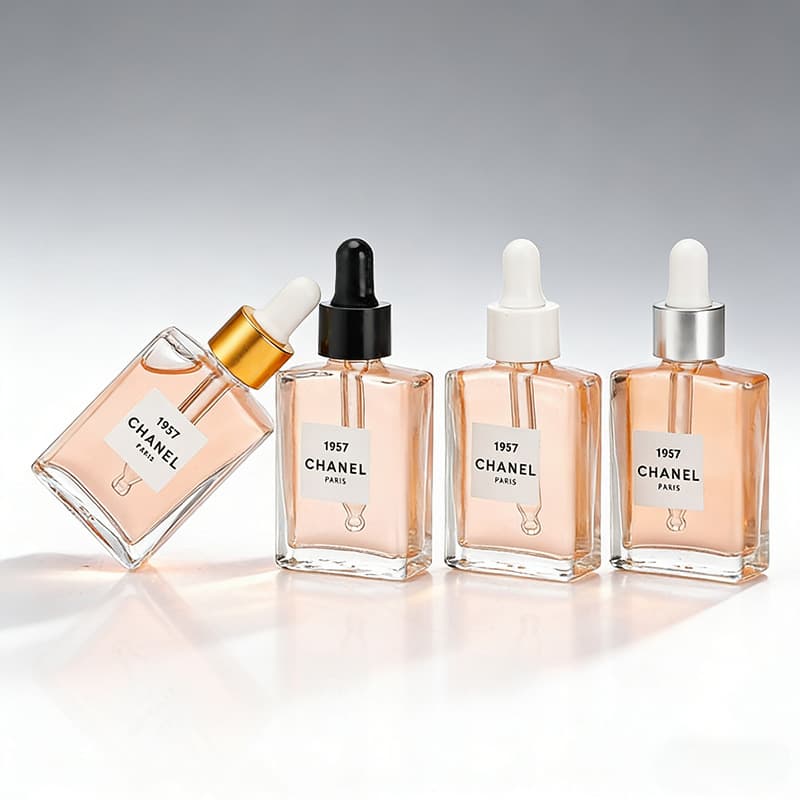 Square Essential Oil Bottle Glass Dropper Bottle Serum Sub-Bottle Toner Spray Bottle Clear Glass Bottle 30ml 50ml