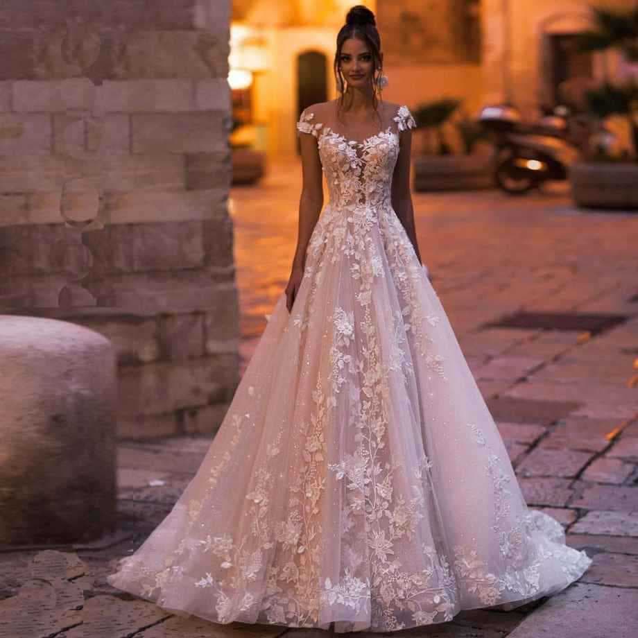 Wedding Dress Vienna Palace Queen Romantic 2025 Vintage Heavy Lace Embroidery Train Light Wedding Gown