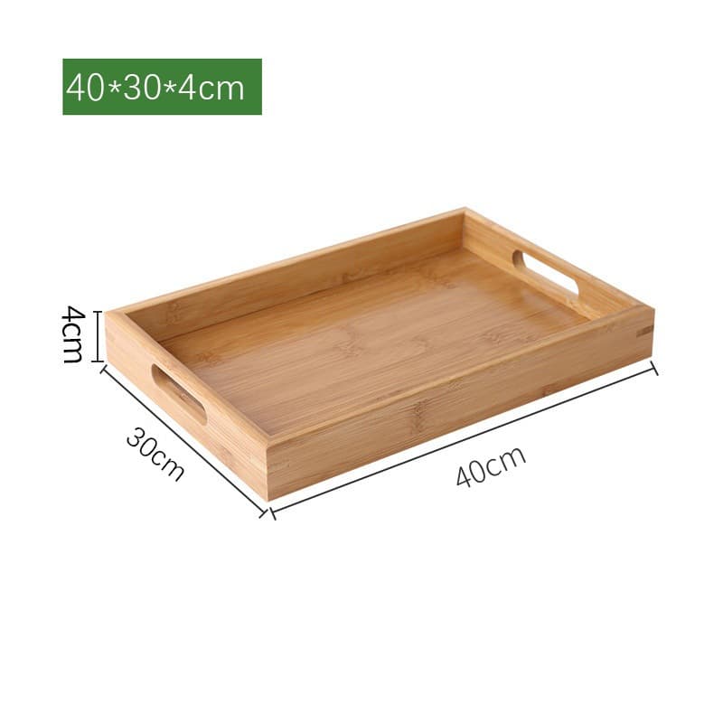 Chinese Bamboo Wood BBQ Snack Skewer Tray Rectangular Tea Tray Commercial Handheld Cup Storage Tray