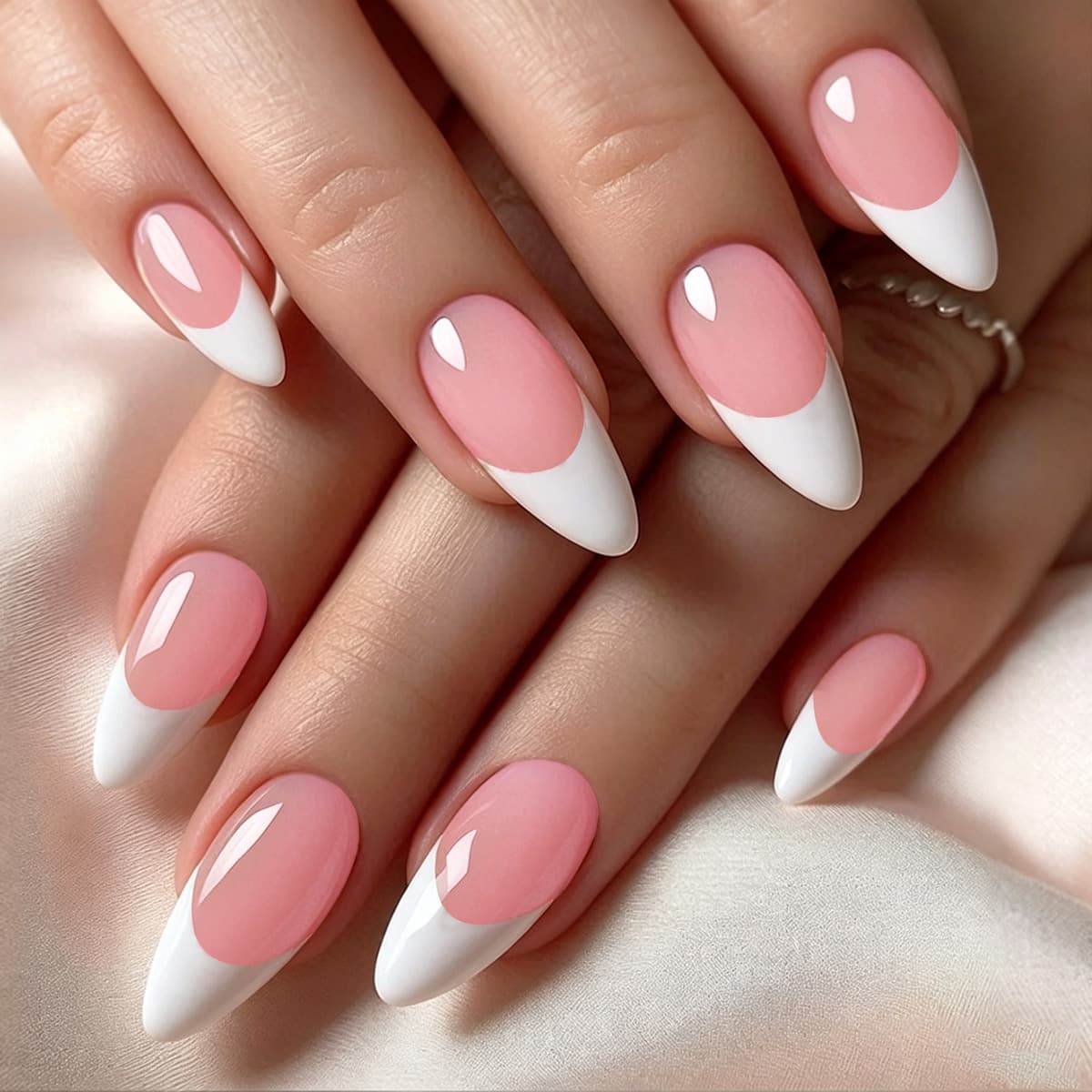 White Pure Desire French Press-On Nails Almond Shape Minimalist Solid Color European American Ins Style Manicure Export Press-On Nail Tips