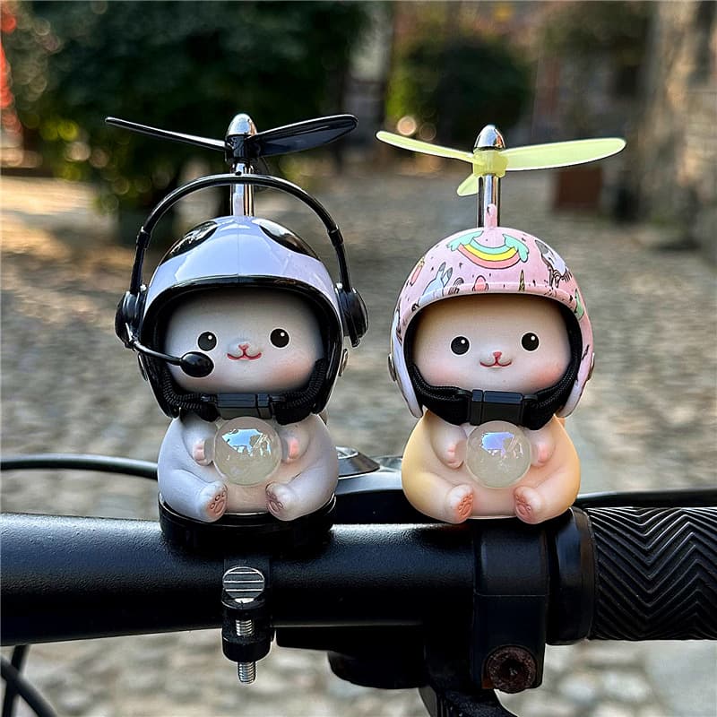 Cute Magic Cat Little Yellow Duck Figurine Ornament Helmet Motorcycle Electric Scooter Bicycle Decoration Accessory Pendant