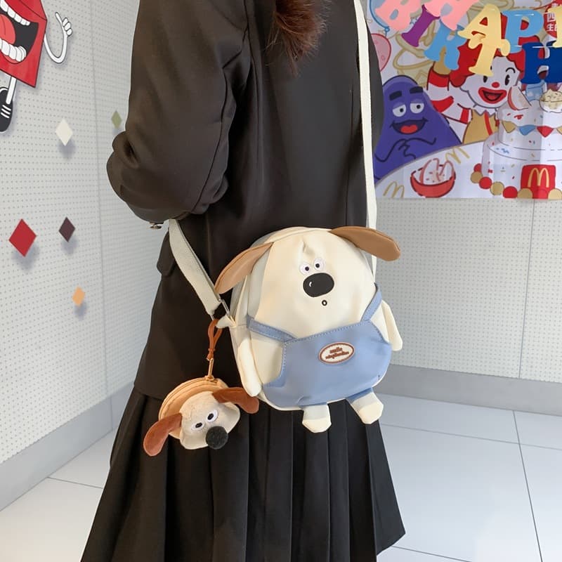 Japanese Style Cartoon Puppy Shoulder Bag Women's 2024 New Fashion Soft Cute Cartoon Bag Creative Cute Doll Crossbody Bag